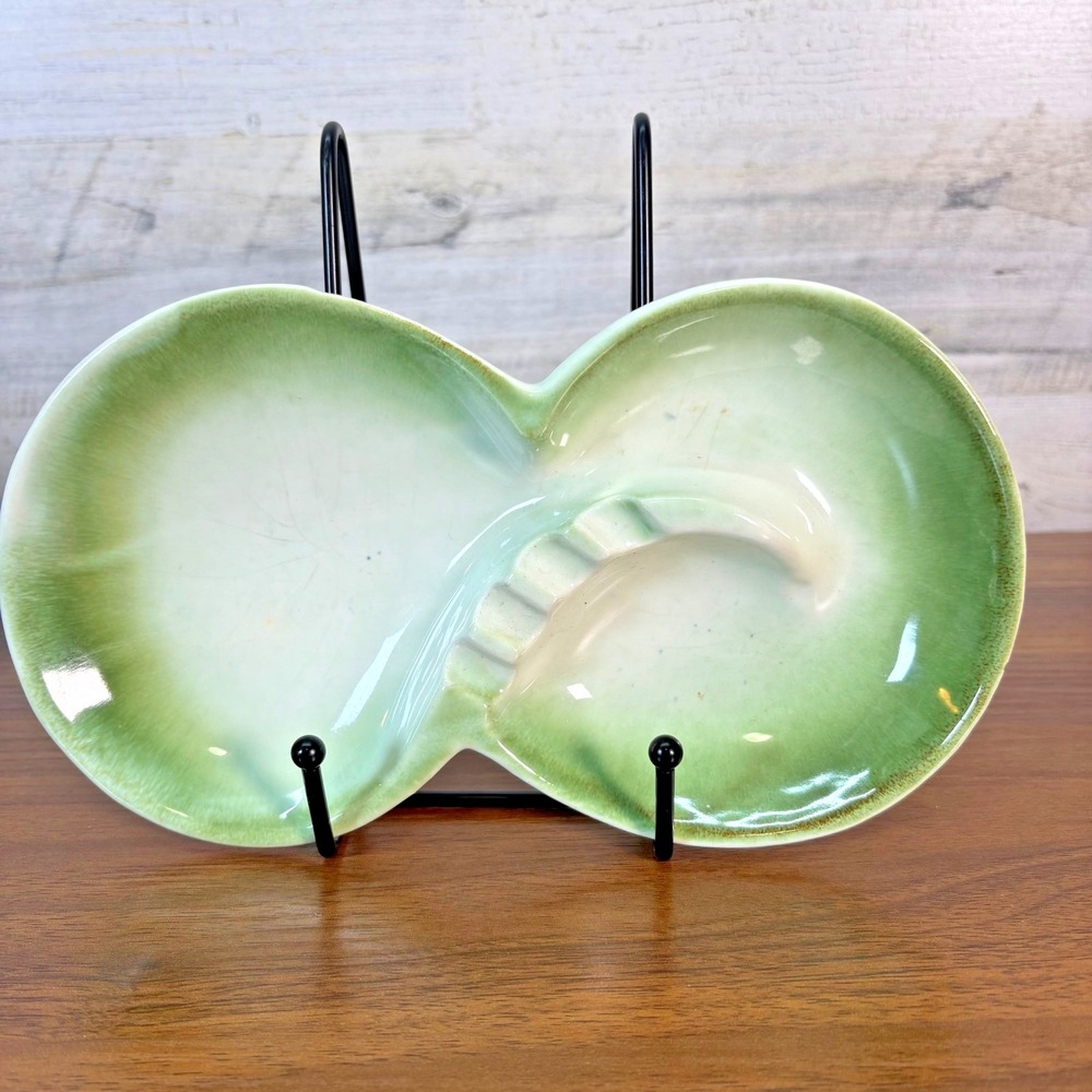 Royal Haeger Green‎ Drip Glaze Mid Century Relish Tray Ombre effect 8.5"x5"